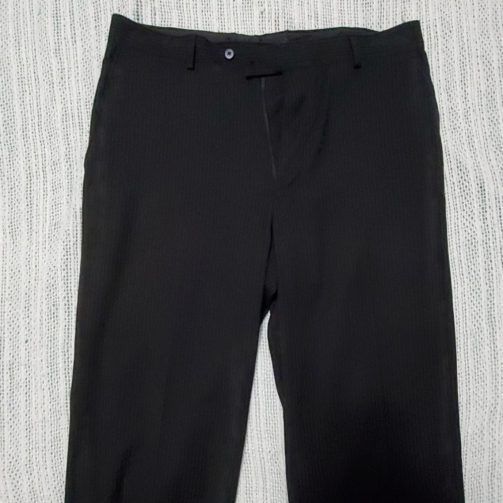 Black Pinstripe Modern Fit Slacks